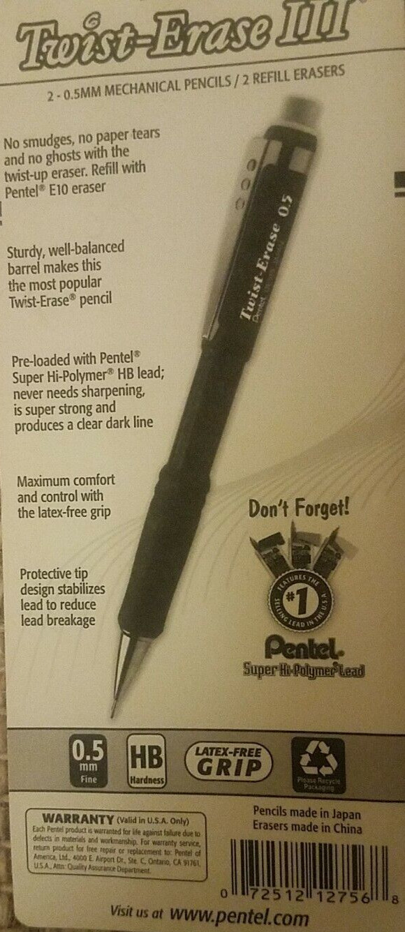 Pentel Twist-Erase III 0.5 Mm Fine