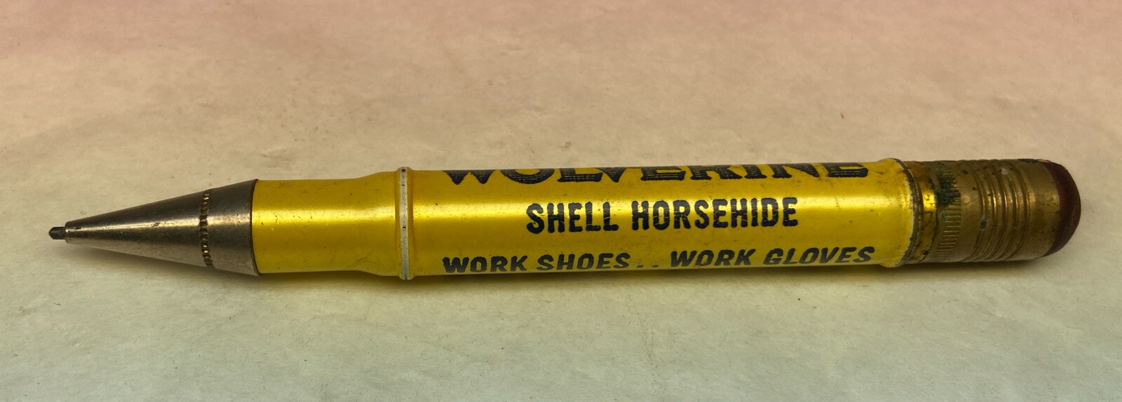 Old Advertising Mechanical Pencil Wolverine Boots Gloves Shoes Shell Horsehide