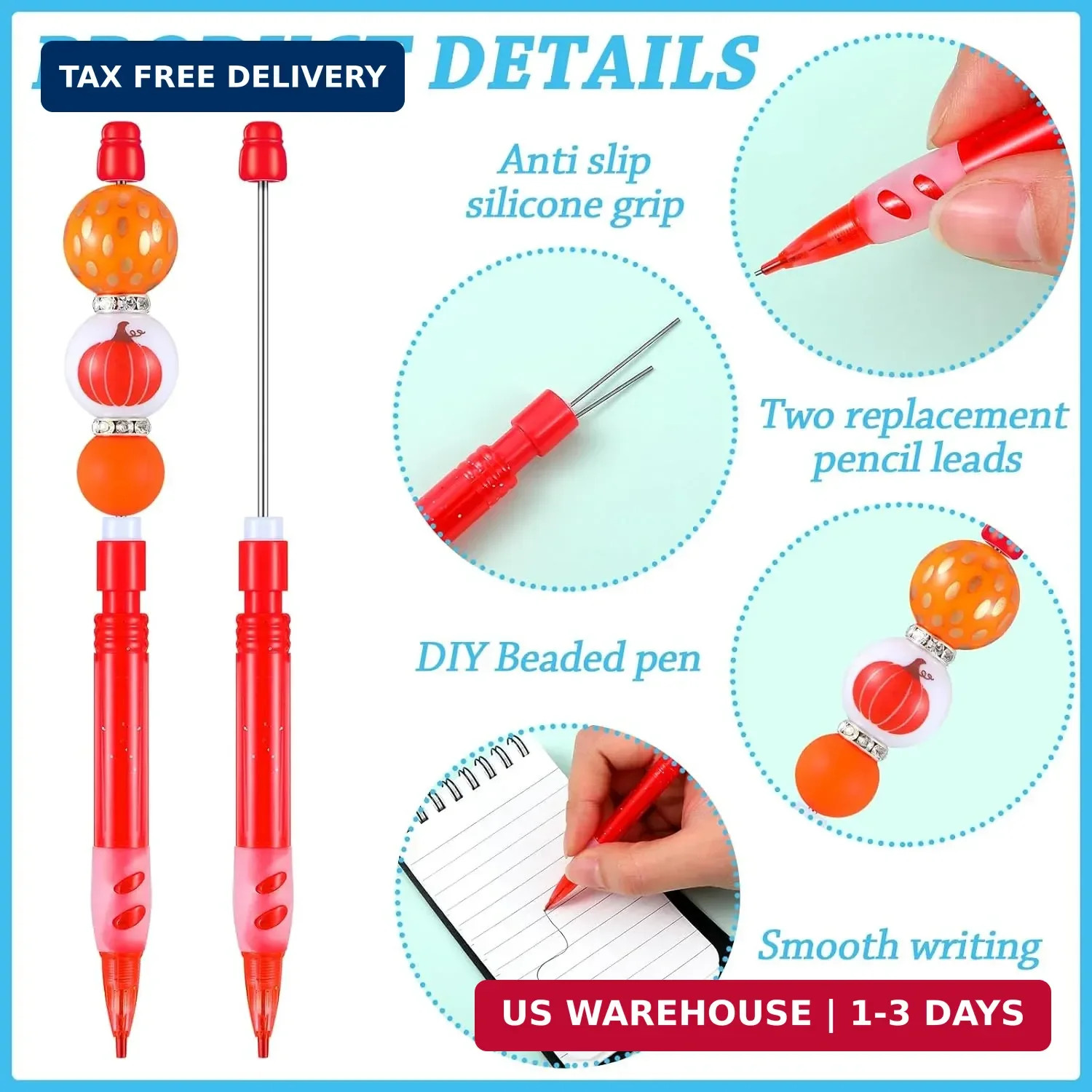 16 Pcs Beadable Mechanical Pencil Back to School Pens Mini Drawing Beadable Penc