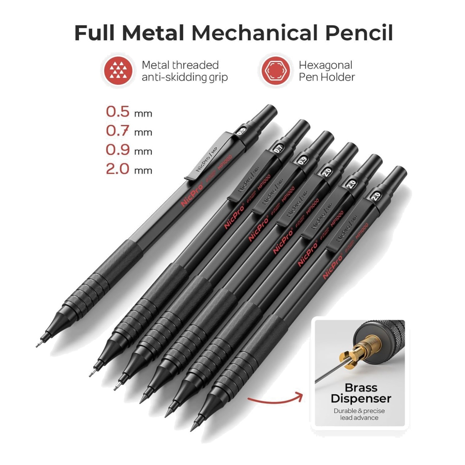 Artist Set with Mechanical Pencils & Leather Case