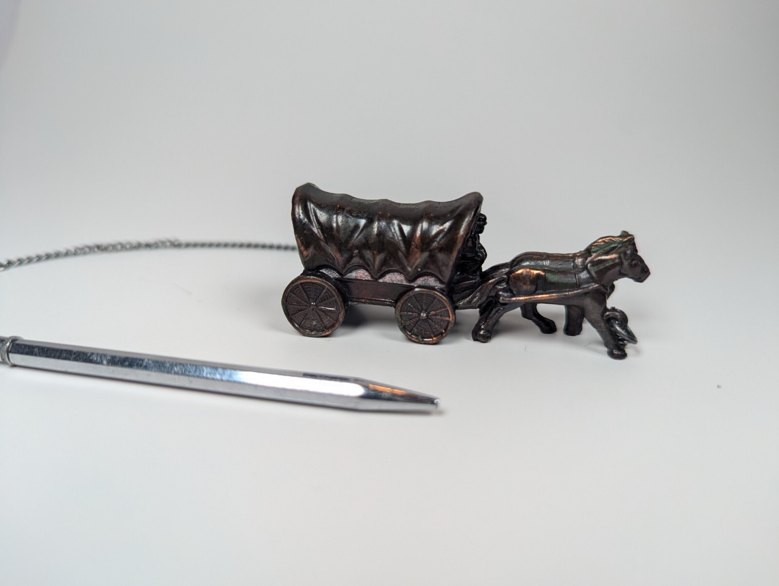 Cast Iron Horses & Wagon Vintage Twist Mechanical Pencil On Chain