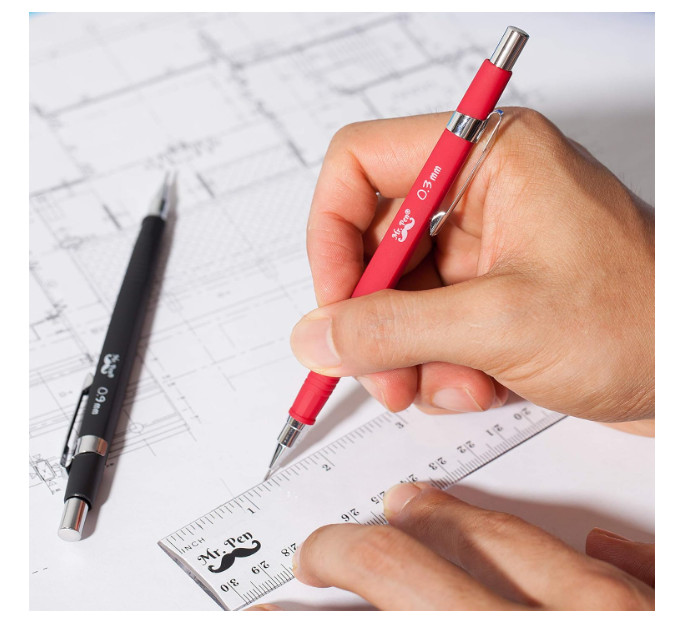 Mr. Pen Mechanical Pencil Set with Lead and Eraser Refills, 5 Sizes……..