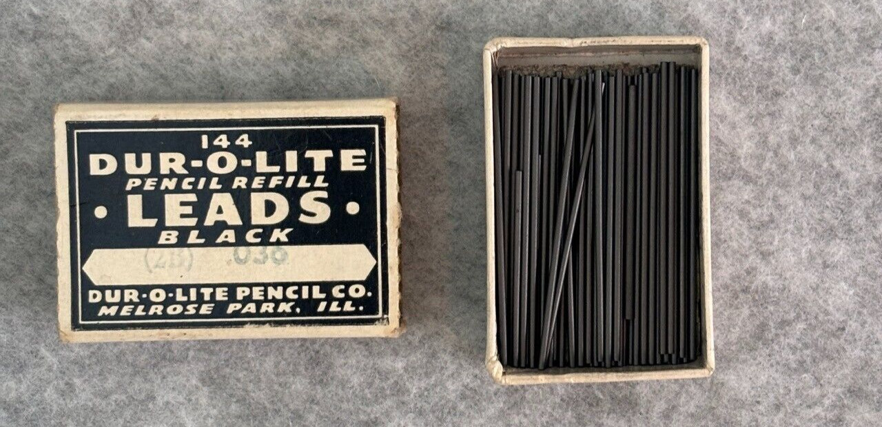 Vintage DUR-O-LITE Box of Lead Pencil Refill Black 2B .03?