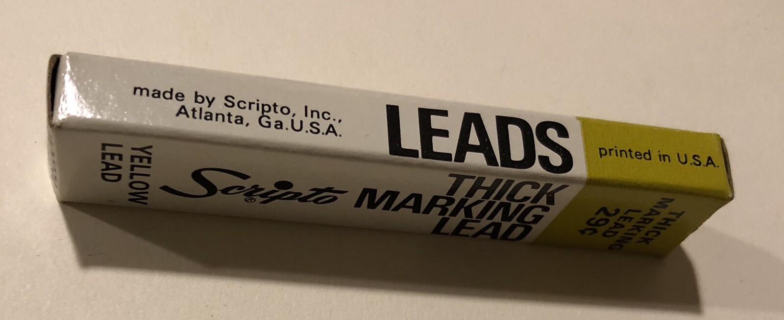 Vintage Scripto Thick Yellow 3mm NOS Marking Pencil Lead 4 Pack USA