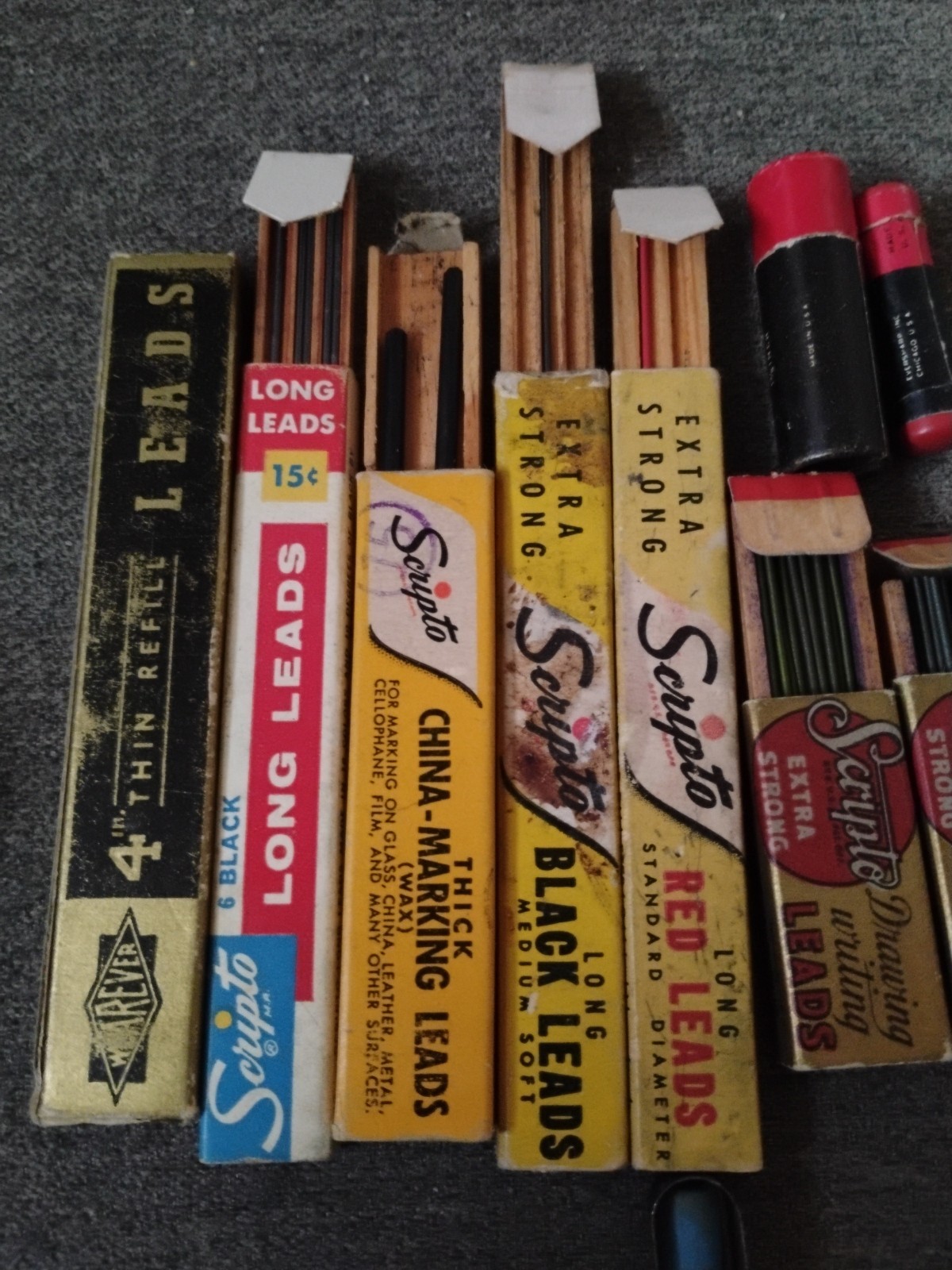 Lot Of Vtg Lead Refills Mechanical Pencils & Erasers In Original Boxes
