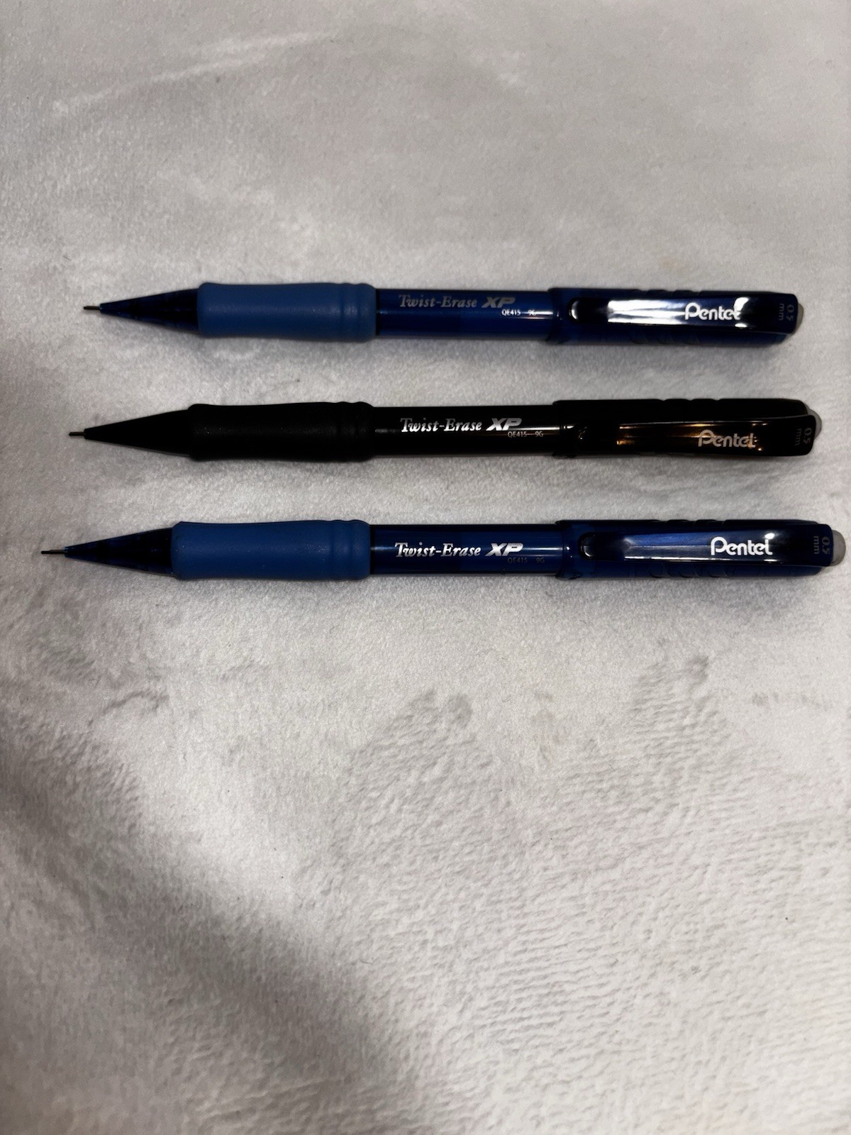 Lot of 3 Pentel Twist-Erase XP Mechanical Pencils – 0.5mm – Black & Blue