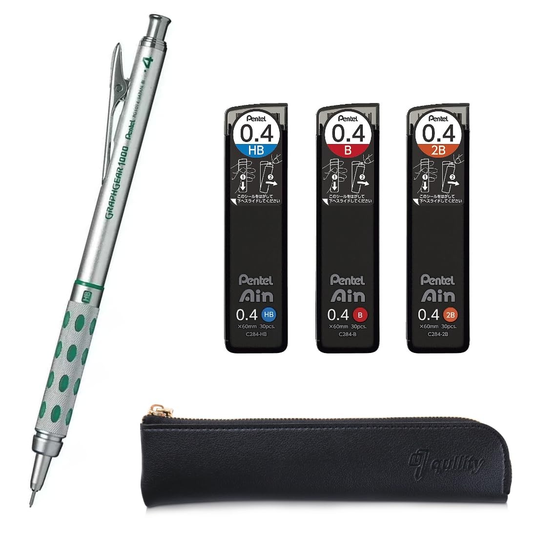 Graph Gear 1000 Mechanical Drafting Pencil + Ain HB/B/2B leads, original Blac…