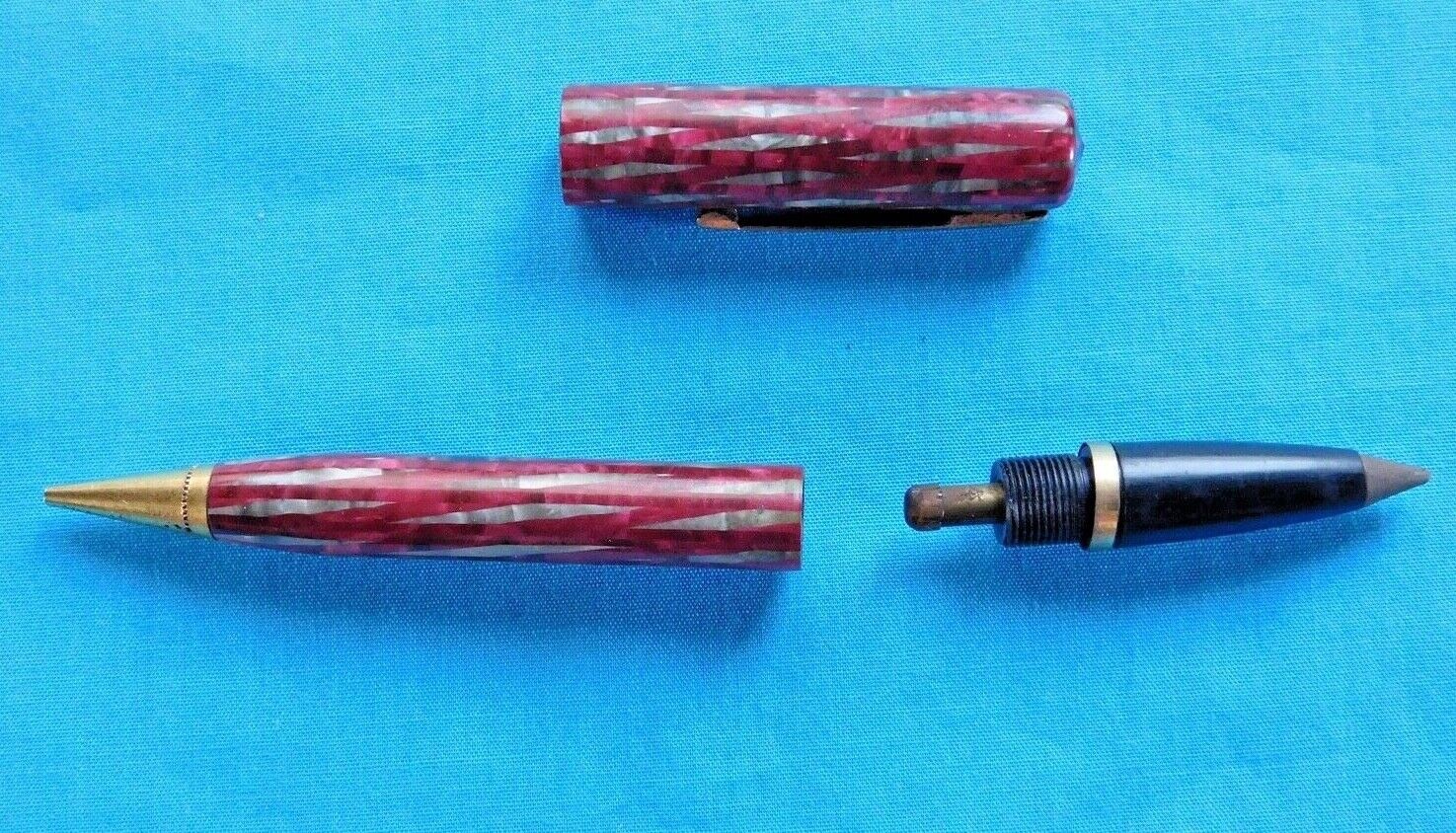 VINTAGE JEWEL TONE JEWELTONE MECHANICAL PENCIL WORKING MAROON MULTI COLOR