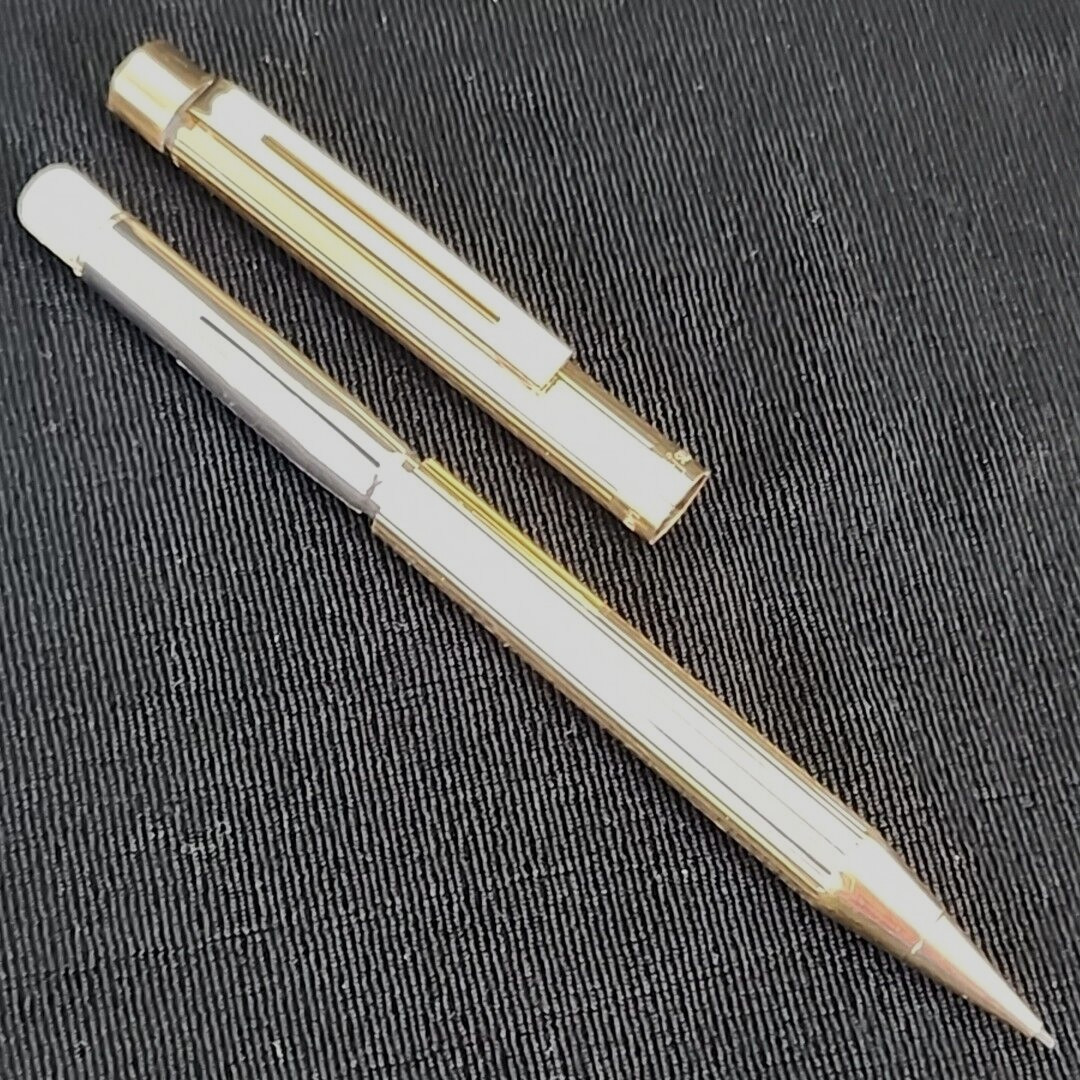 Vtg Sheaffer Mechanical Pencil 23kt Gold Electroplate White Dot Ribbed Twist USA