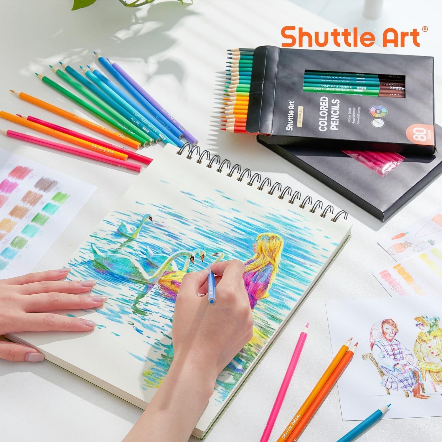 Shuttle Art 80 Colored Pencils, 1 Count (Pack of 80), 80 Colors