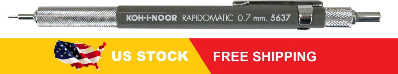 Koh-I-Noor Rapidomatic Mechanical Pencil, .7mm lead, Gray, 1 Each (5637)