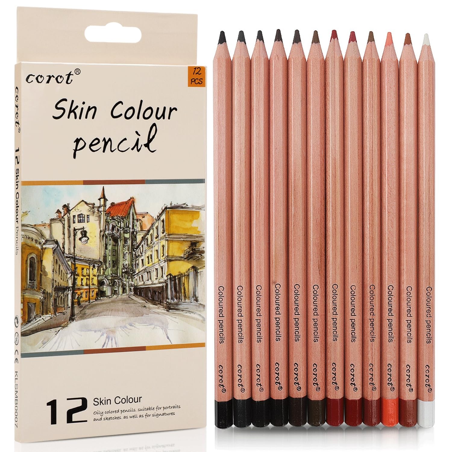 ofone Skin Tone Colored Pencils, 12 Colors Pastel 1 Count (Pack of 12),