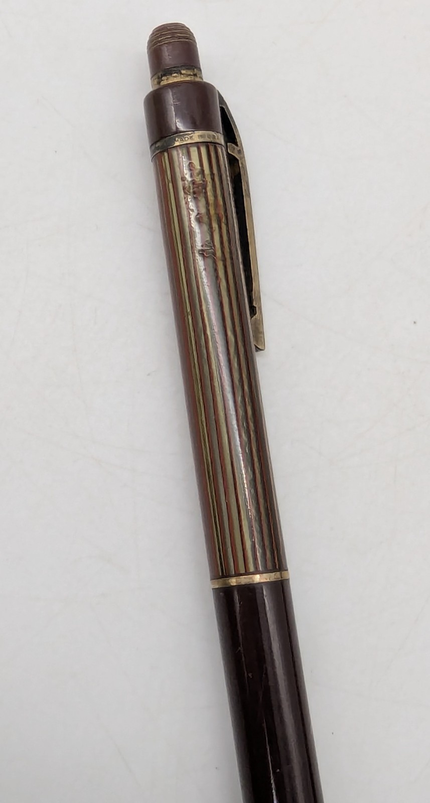 2 Vtg Wahl Eversharp Mechanical Pencils Black & Burgundy Gold Striped