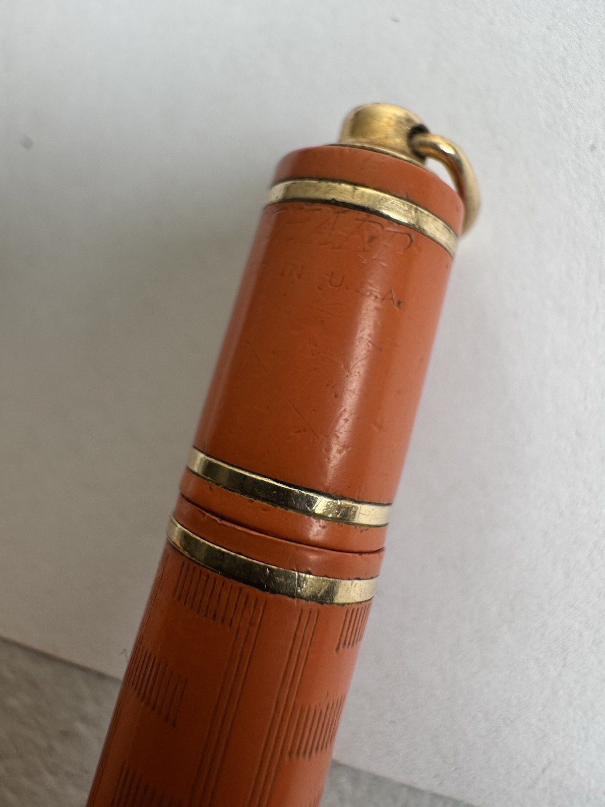1920’s Wahl Eversharp Orange Mechanical Pencil Gold Filled USA Made Orange