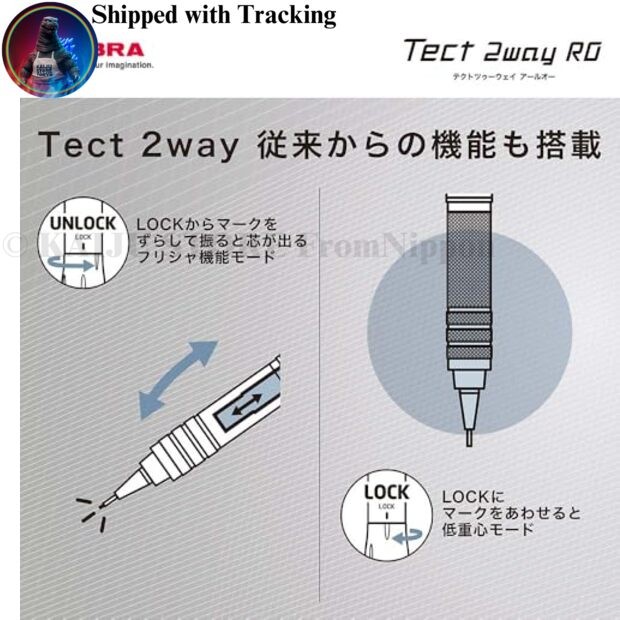 Zebra Techo 2Way RO 0.5mm Mechanical Pencil Metal White Knurled P-MA141-MW