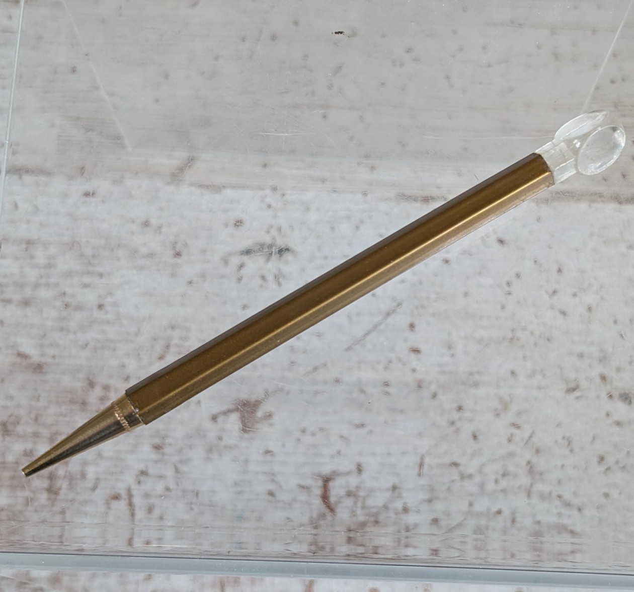 Vintage Stick Magnetic Mechanical Twist Pencil Peal Gold Bulb Top Pat 2505075