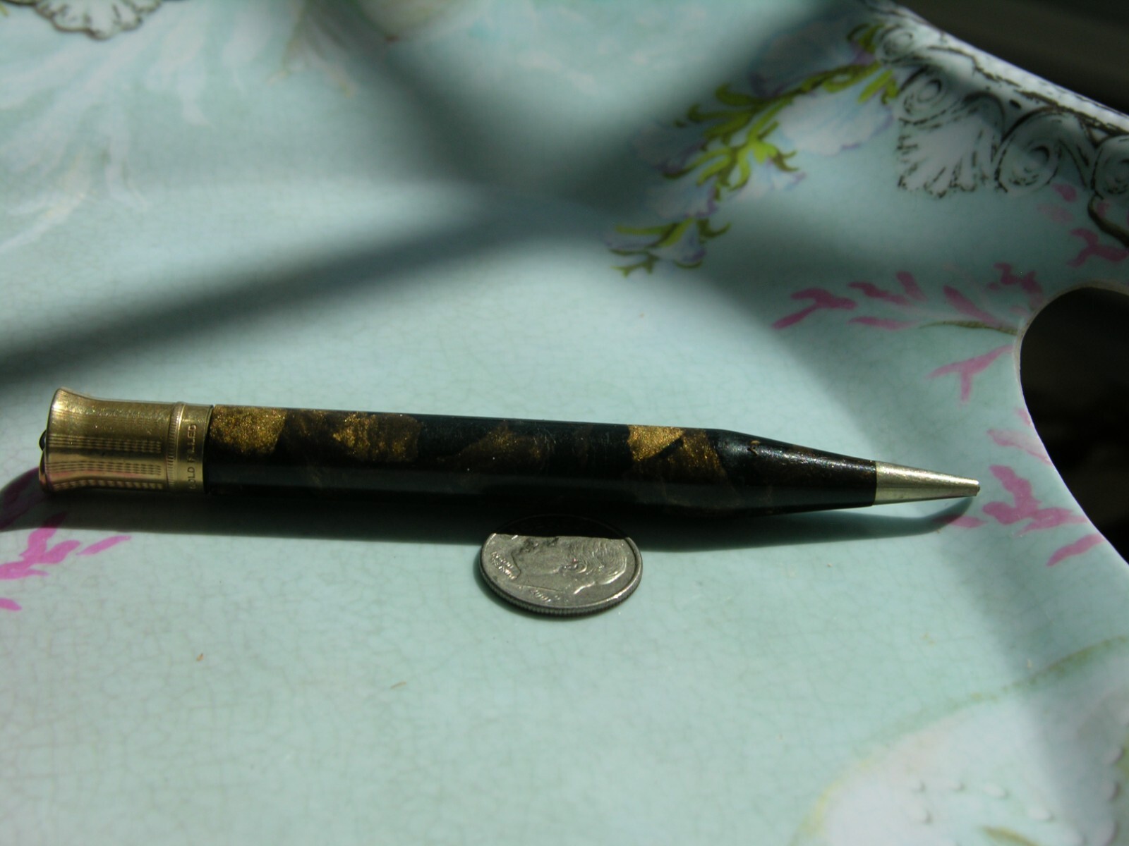 ANTIQUE GOLD FILLED GOLD MARBLED MECHANICAL PENCIL
