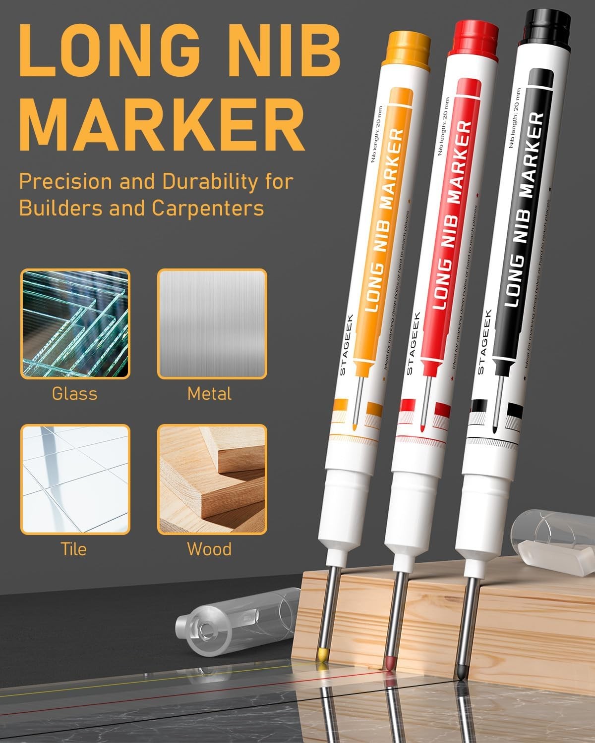 34PCS Carpenter Pencils with Sharpener Mechanical Pencil Set with Deep Hole
