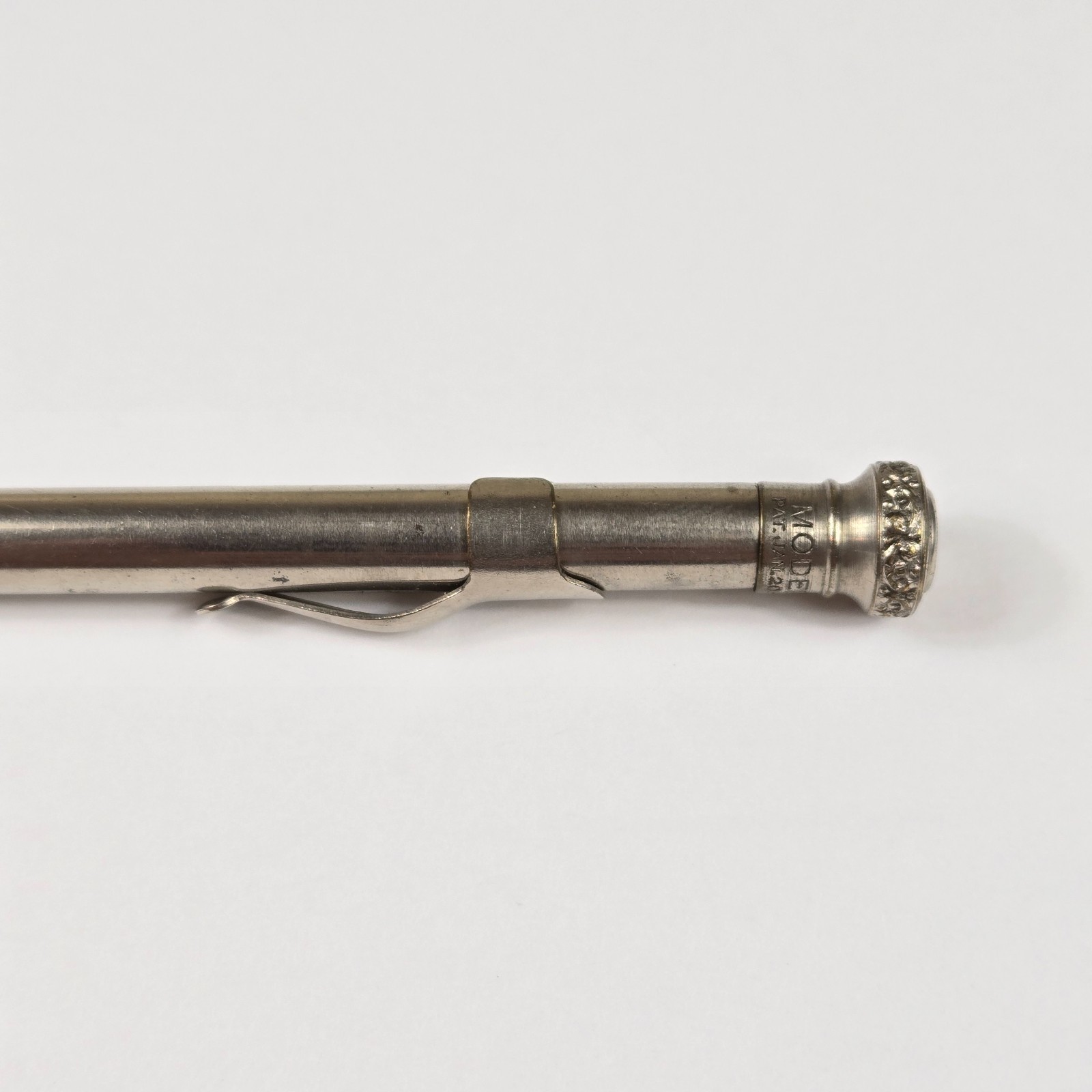 Modern Mechanical Twist Pencil Antique 1920s Silver Tone Paisley Top Working