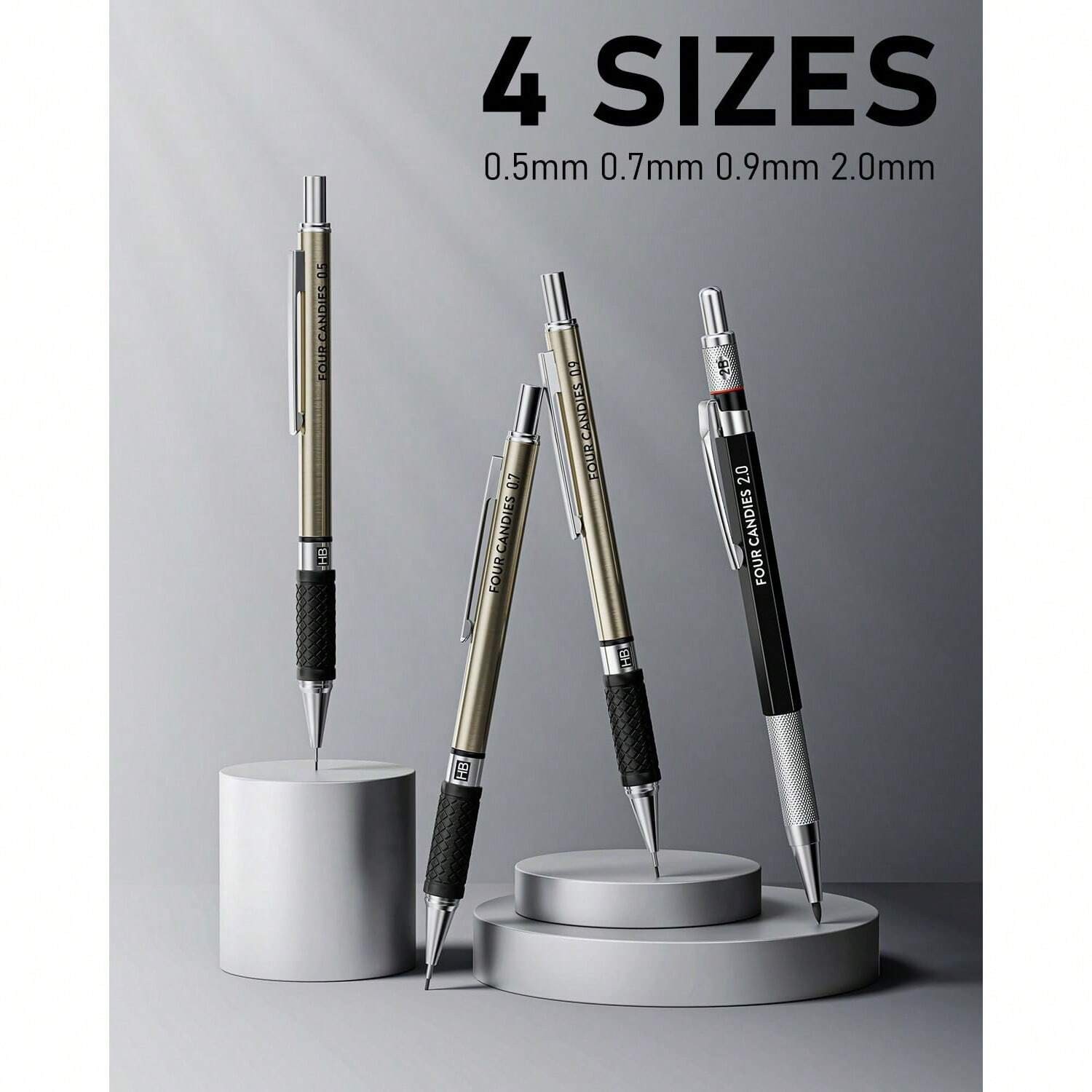 25PCS Drawing Mechanical Pencil Set 432 Lead Refills Case 0.5 0.7 0.9 2mm