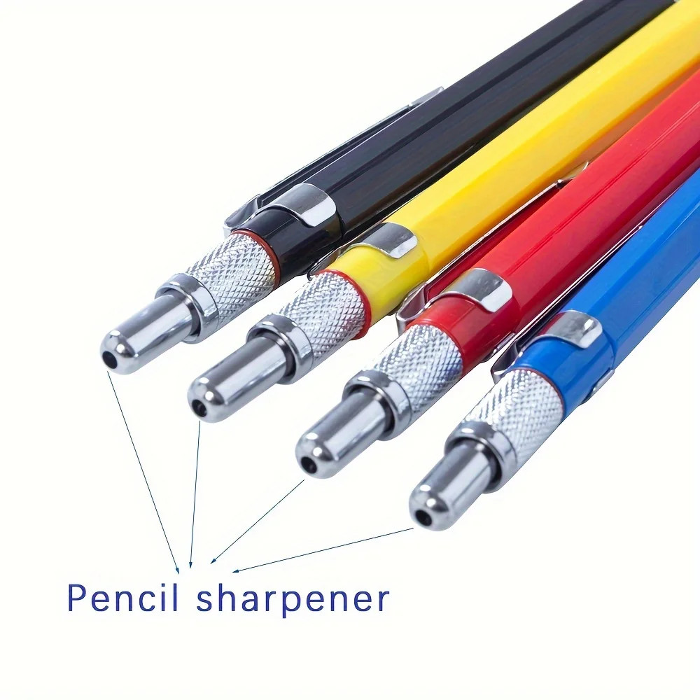 Four 2.0mm Lead Holder Mechanical Pencils & 36 Color Refills, Sharpener in Caps