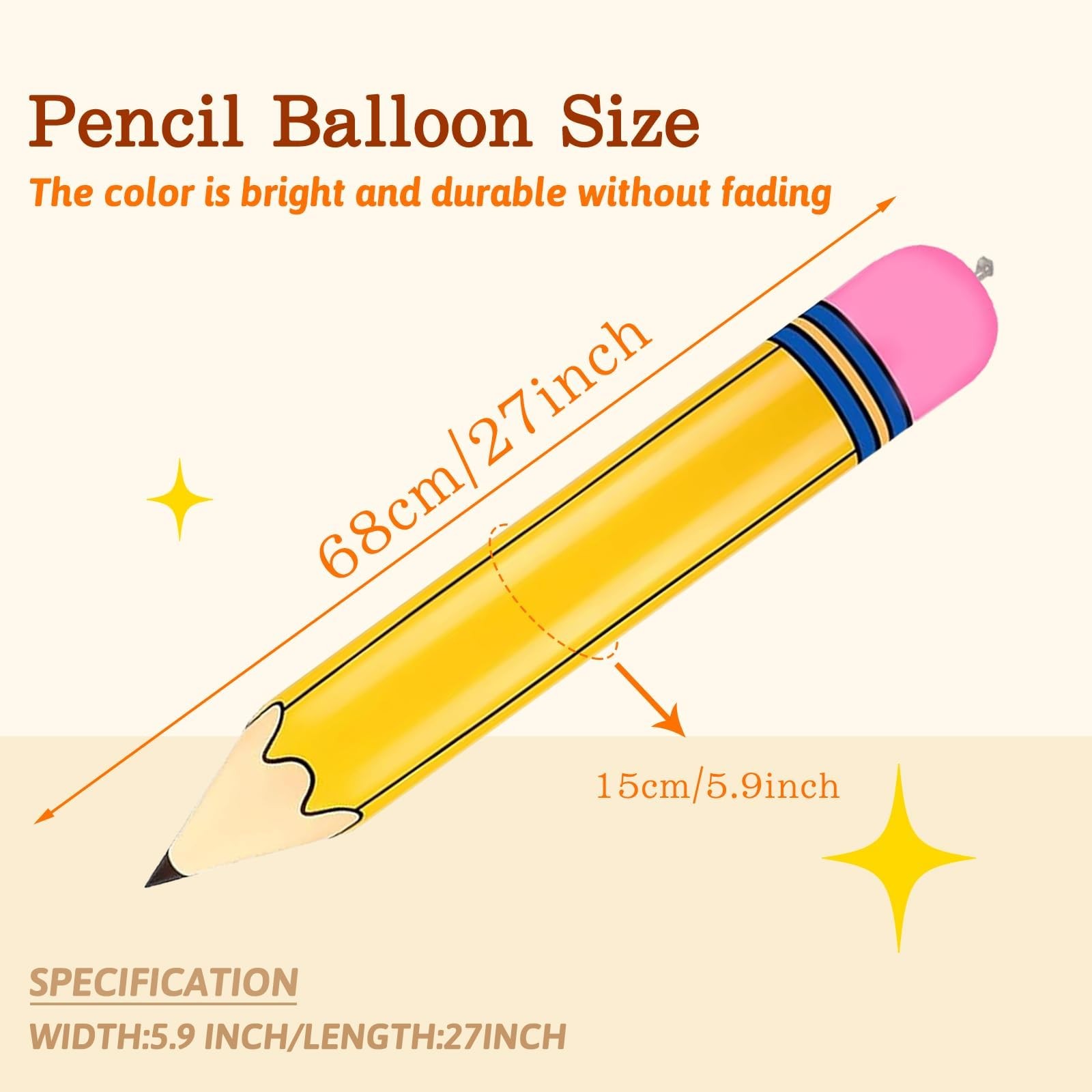 Giant Pencil Balloons Back to Decorations 27’’ Inflatable Yellow Pencil Ballo…