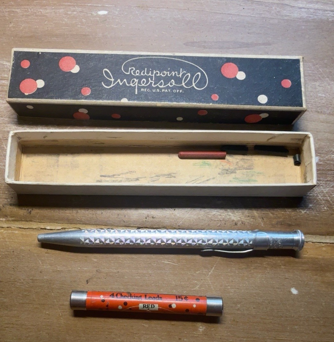 Vintage Ingersoll Redipoint No. 81 Checking Pencil w/ Box Lead Tube Patent 1920