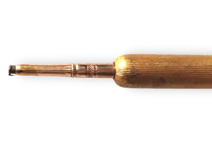 Vintage Telescopic Mechanical Pencil – Gold-Filled –Floral Relief with Red Stone