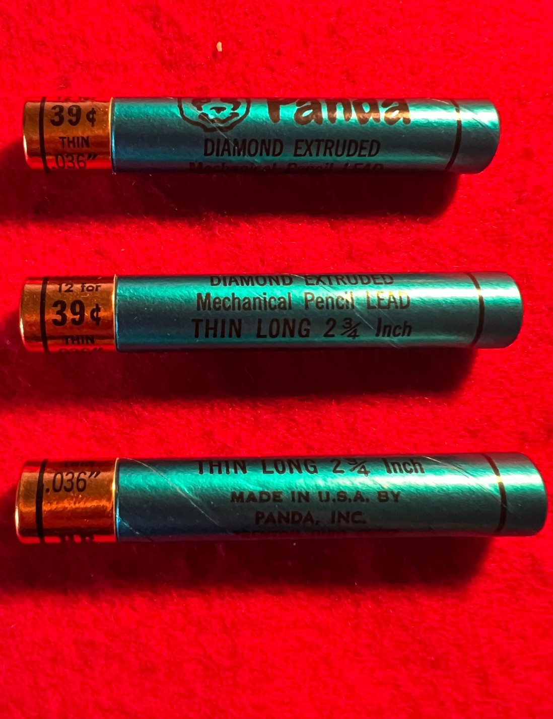 VTG PANDA Diamond Extruded HB Med .036” Mechanical Pencil Lead NOS 3 ea 12pk USA
