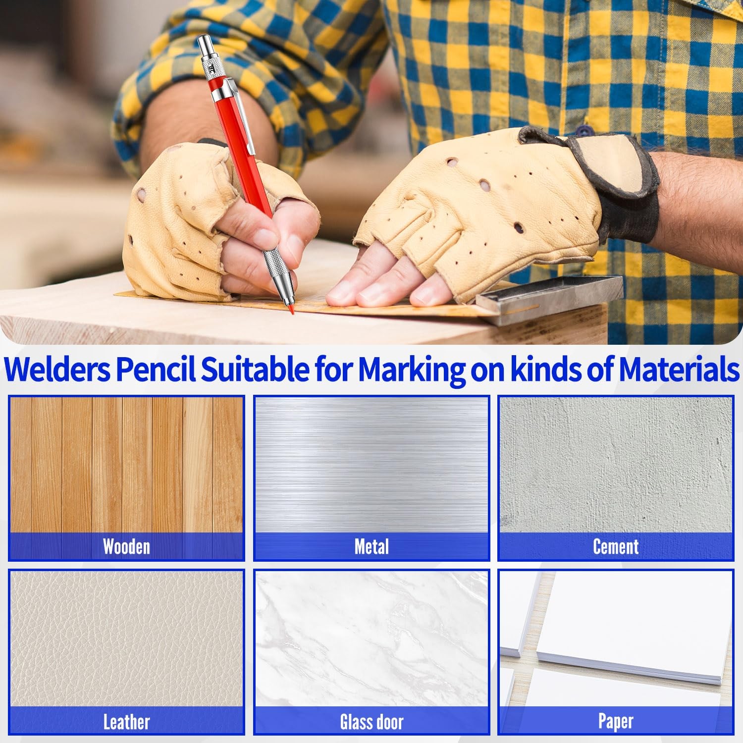 3 Pcs Welders Pencil with 36 Silver Round Refills, BlackRedYellow