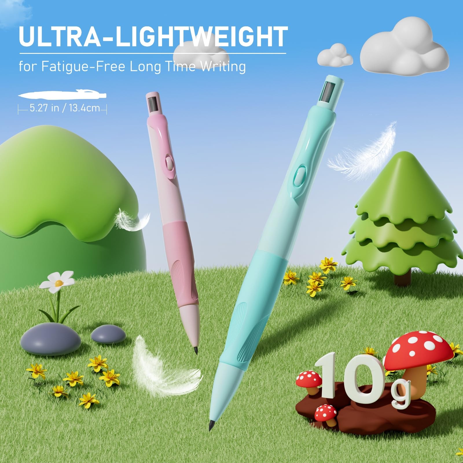 2.0MM Handwriting Pencils for Kids with Comfort Ergonomic Grip, 4PCS Cute Mec…