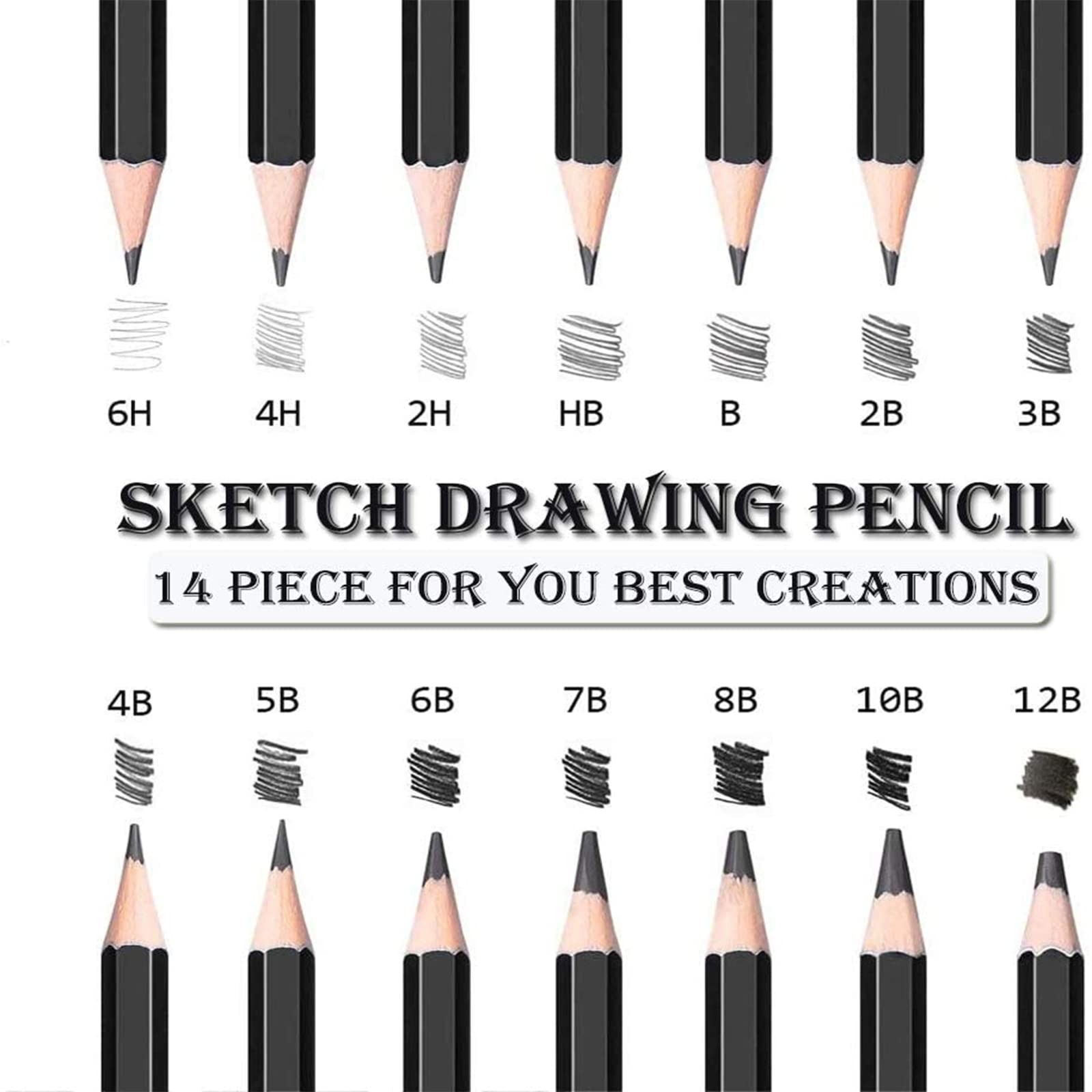 Drawing Pencils,24pcs Art kit with Graphite Pencils Sketching Pencil black