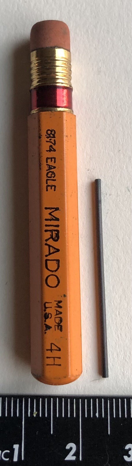 Vintage EAGLE Mirado Mechanical Pencil Lead 4H Black 1.18mm 24pk Tube Eraser USA