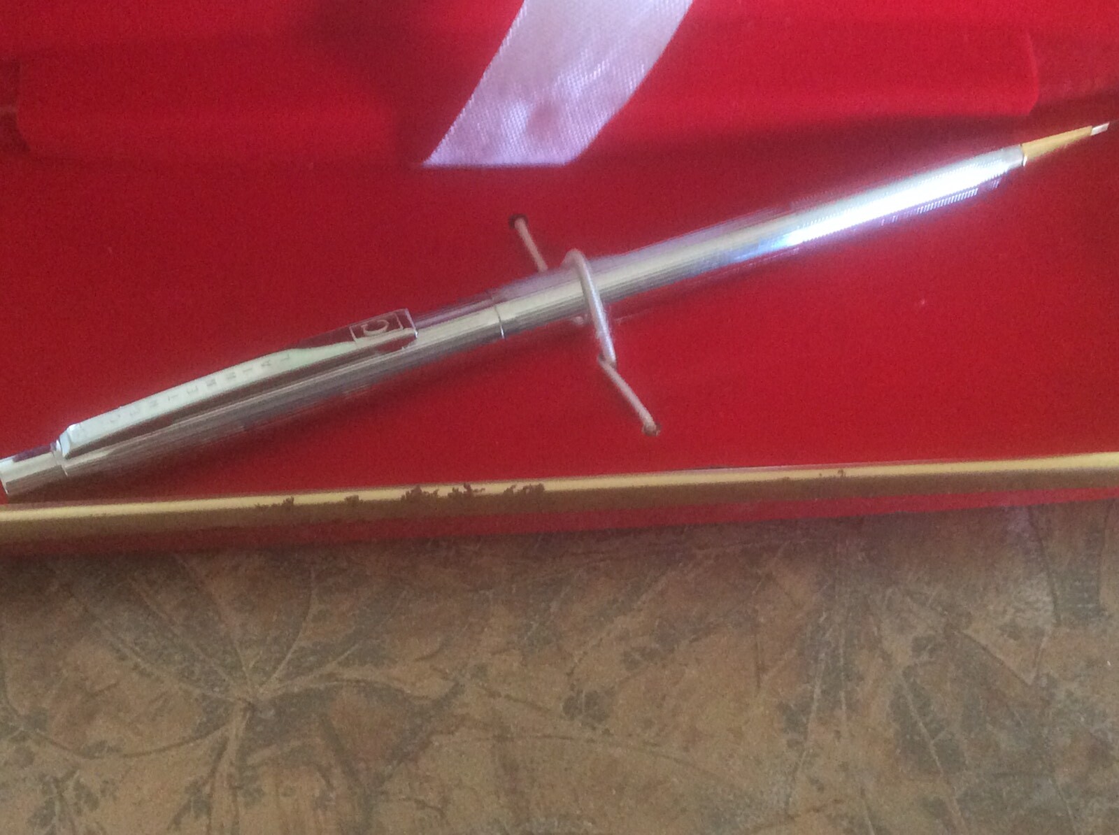 Vintage Centennial USA Mechanical Silver Tone With Lead Pencil Red Velvet Box