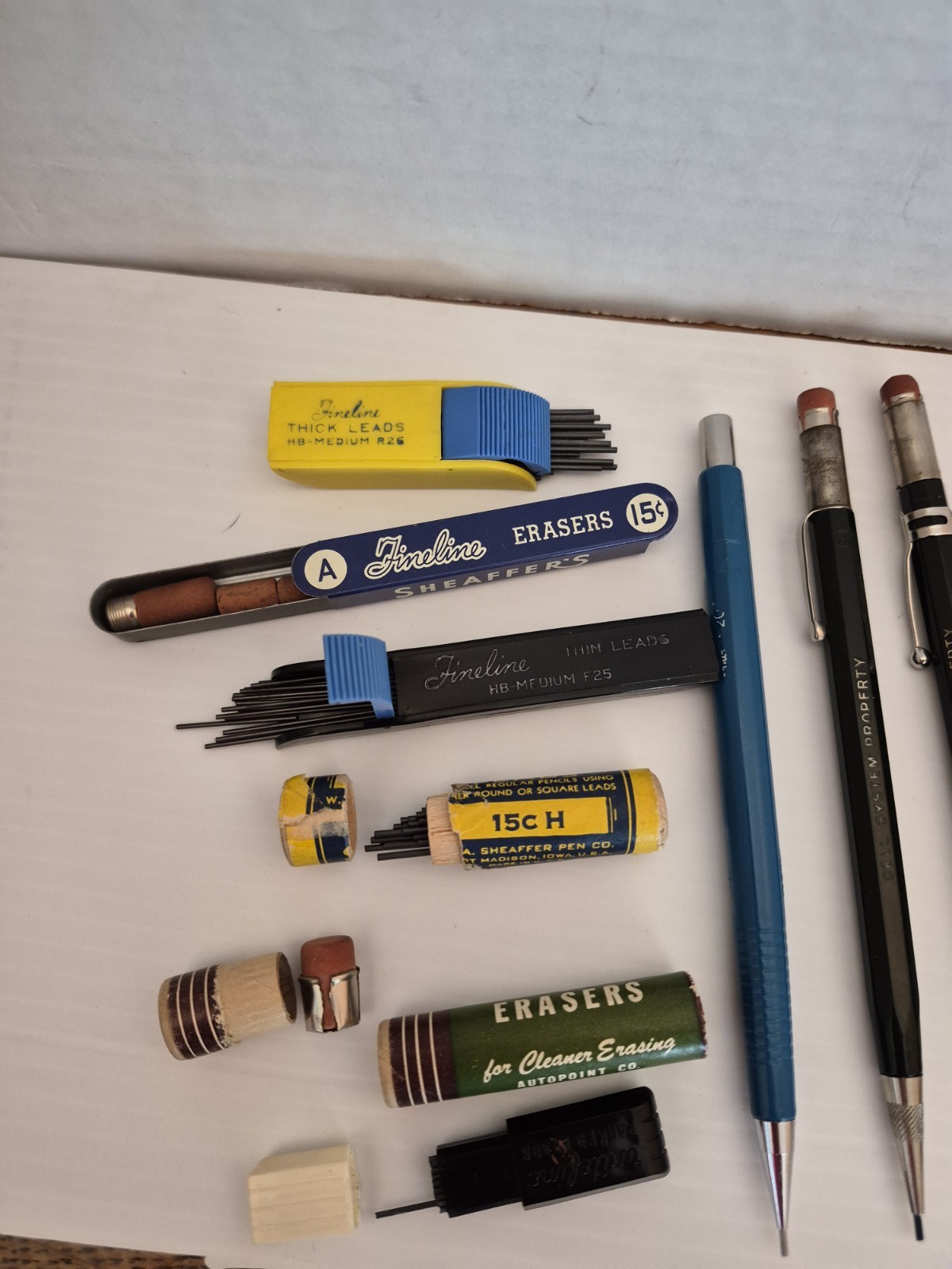 Vintage Lot Of Mechanical Pencils, Shaffer Replacement Lead And Erasers