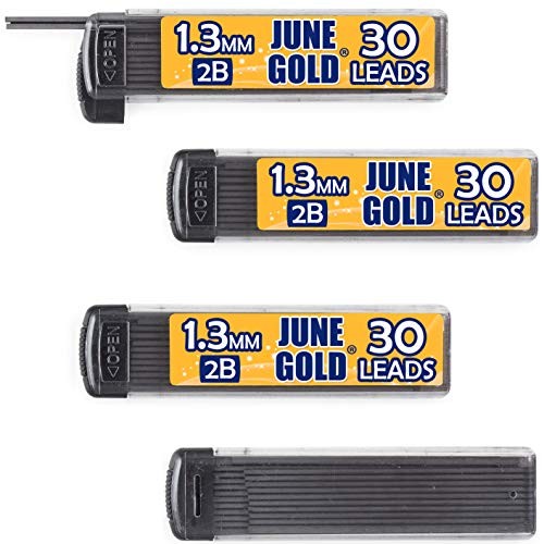 June Gold 120pcs 2B Lead Refills, 4 Dispensers
