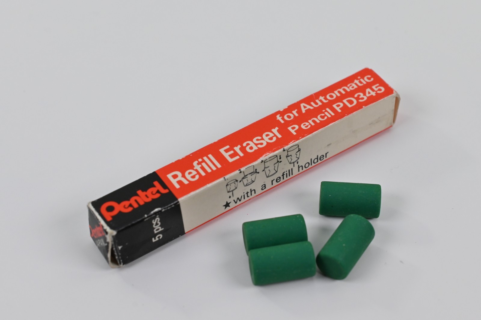 Vintage Pentel Refill Eraser PD345 Automatic Pencil 4 Refills w Box