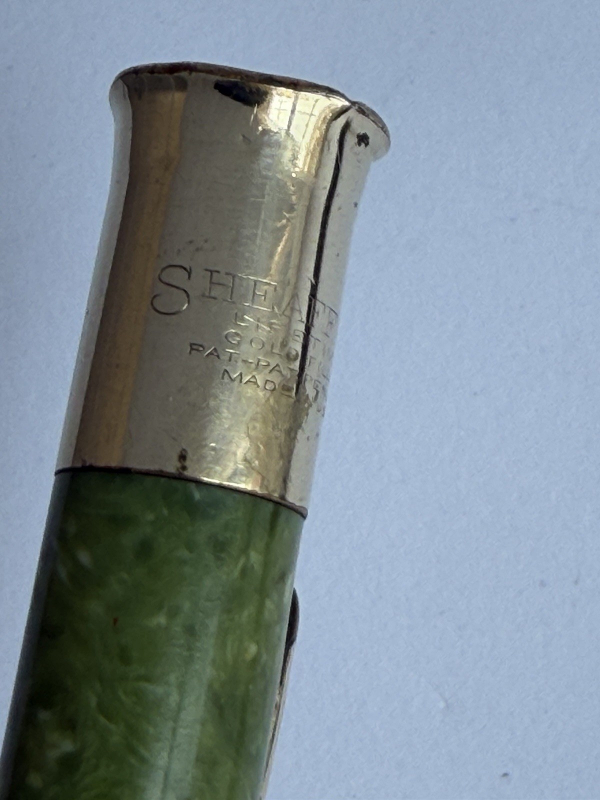 ATQ VTG 1920’s Sheaffer’s Lifetime Gold Filled Marbled Green Mechanical Pencil