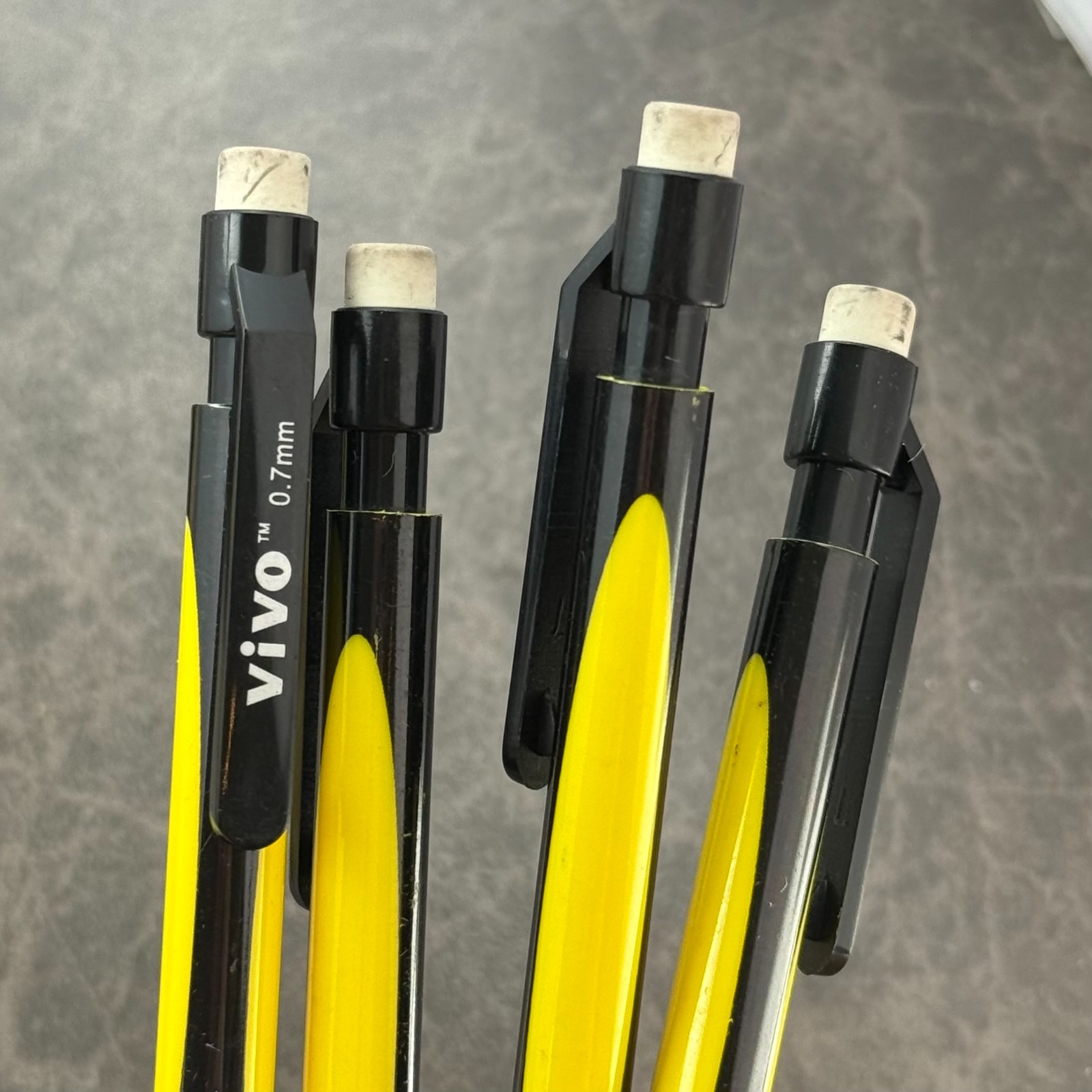 Vivo Mechanical Pencil Lot x9, Vintage Yellow & Black – 0.7mm Lead