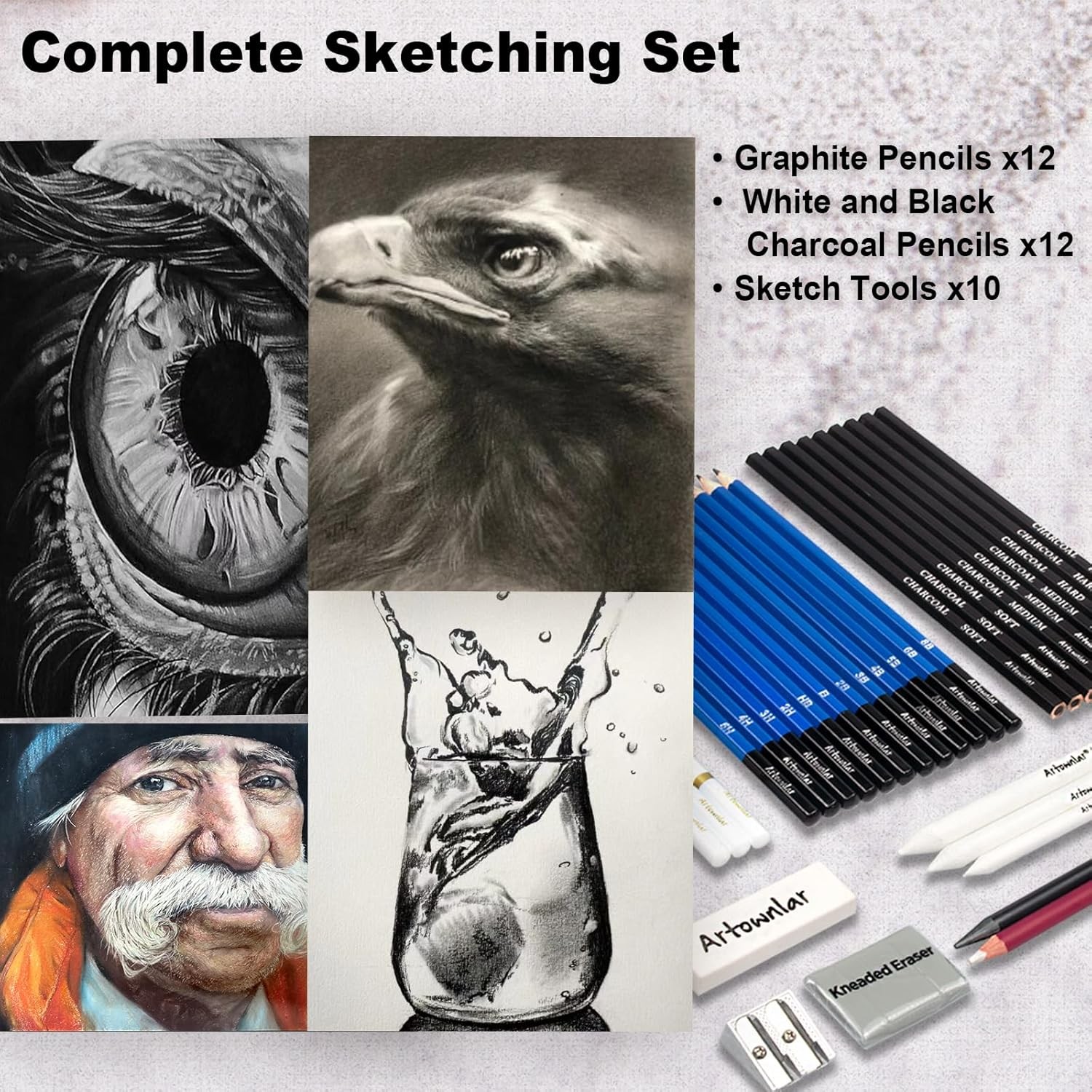 Artownlar 72 Pack Drawing Sketching Set with 8×11 Sketchbook | Pro Multicolor