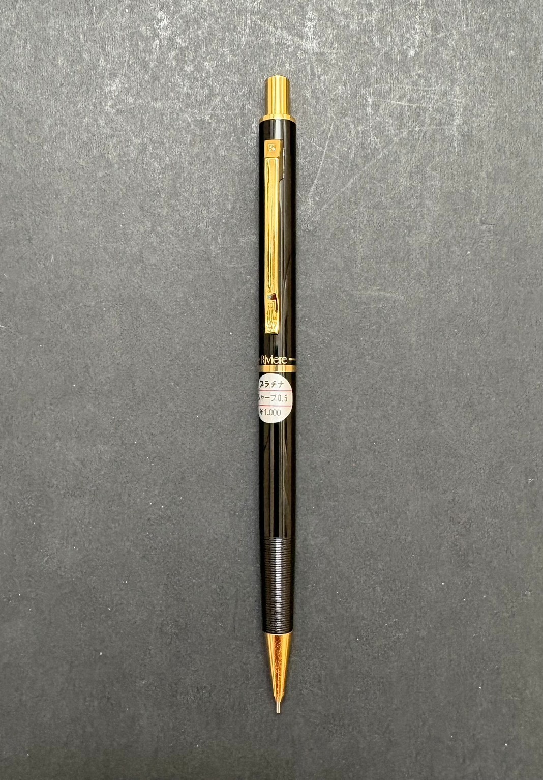 Platinum Riviere Mechanical Pencil 0.5mm Black Gold Japan NOS Deadstock Sticker