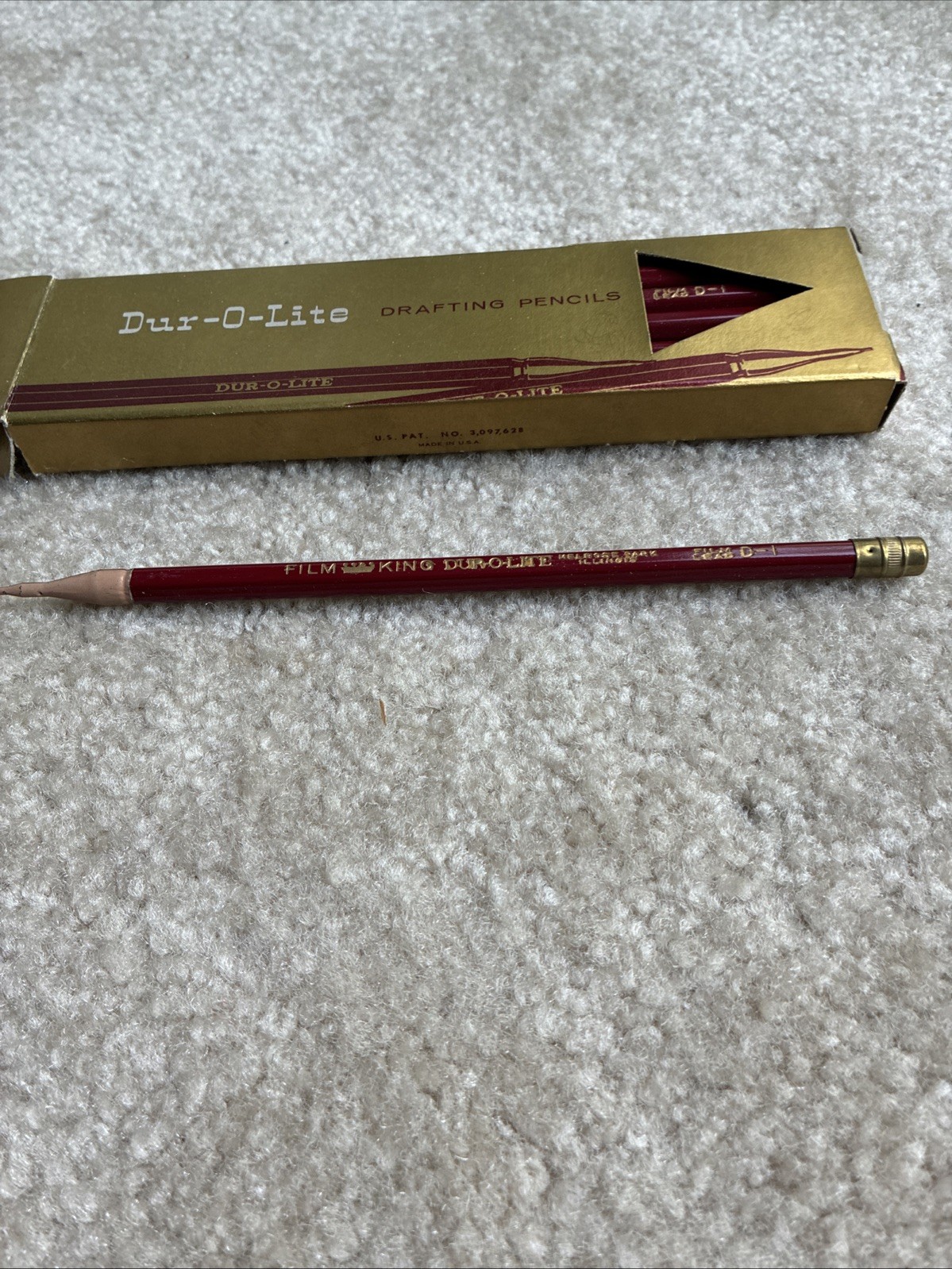 Vtg DUR-O-LITE D-1 No Sharpening Pencils Film King Box of 12 NOS Made in USA