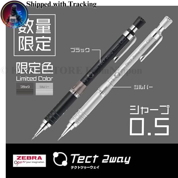 Zebra Mechanical Pencil Tect Two Way 0.5mm Black MA41-BS-BK