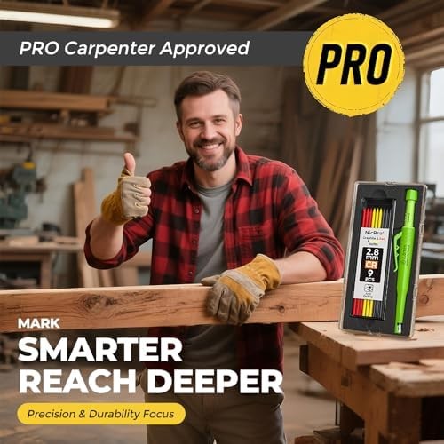 Nicpro CP3000 Carpenter Pencil with Sharpener, 2.8 mm Mechanical Pencils with 19