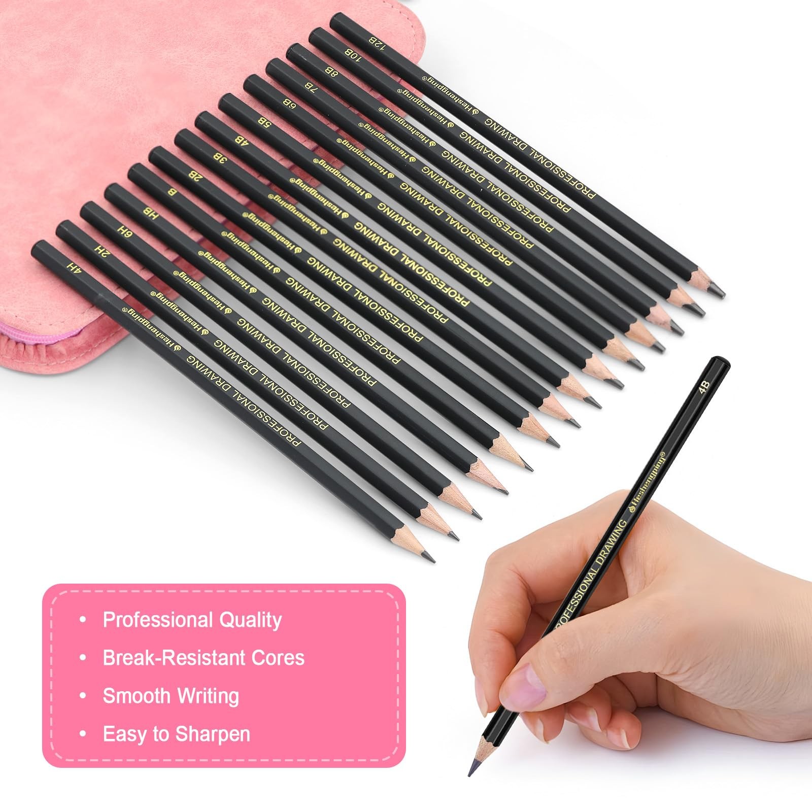 Heshengping, Sketching and Drawing 1 Count (Pack of 1), 026 Pack | Pink Color
