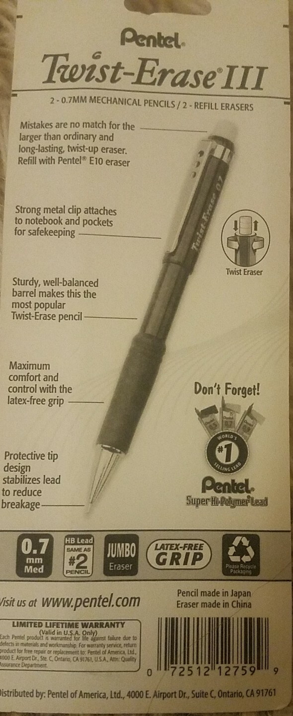 Pentel Twist-Erase III 0.7 MM Med