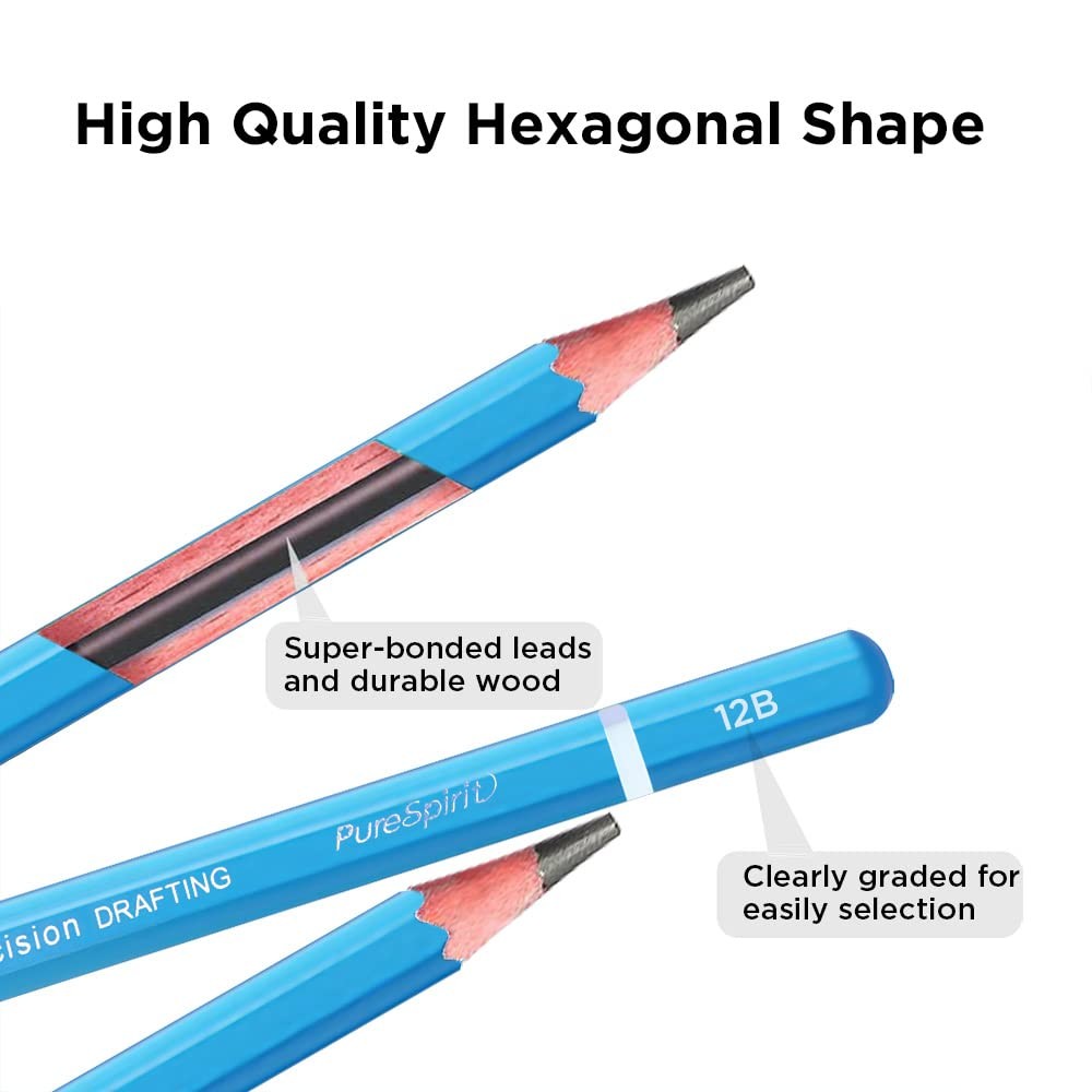 HAIHAOMUM Sketch Pencils for Drawing 12B, 12pcs 1 Count (Pack of 12), Black