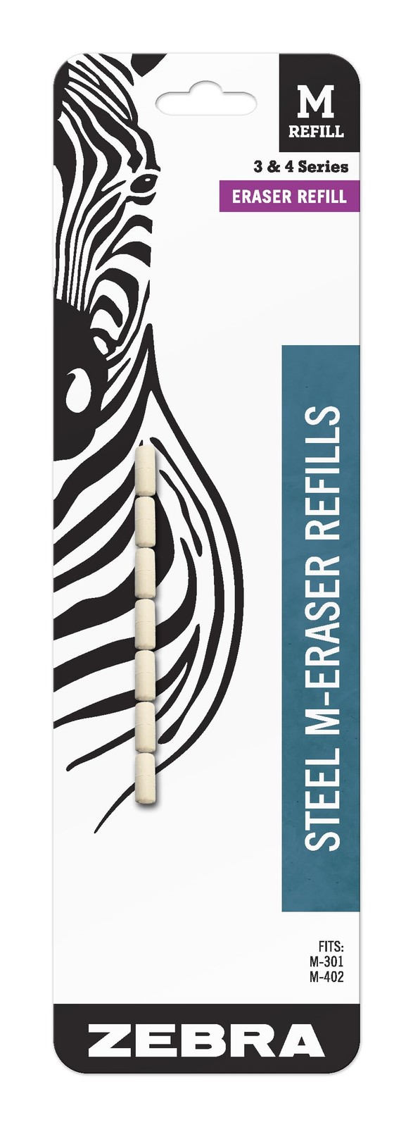 7-Pack Zebra White Pen Mechanical Pencil Eraser M-Refill