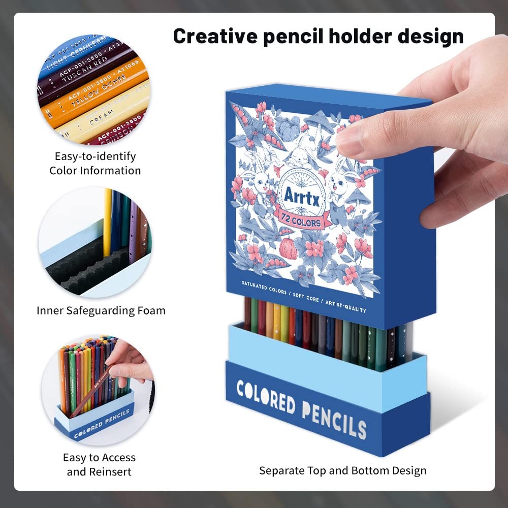 Arrtx 72 Colored Pencils for Adult Coloring Drawing Blending 72 Colors