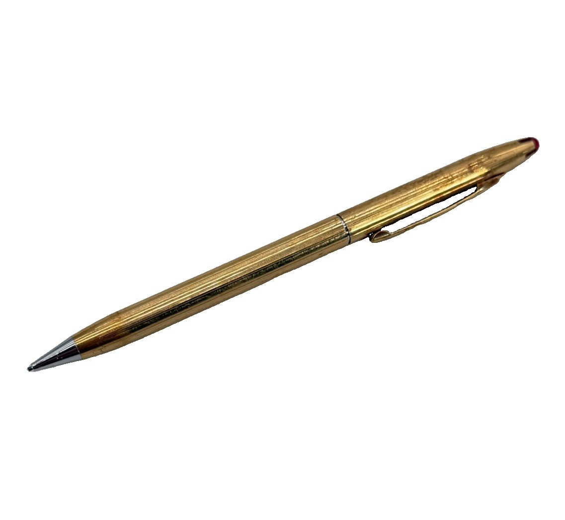 Vintage Anson Heavy Gold Electroplated Red Jewel Mechanical Pencil USA RARE